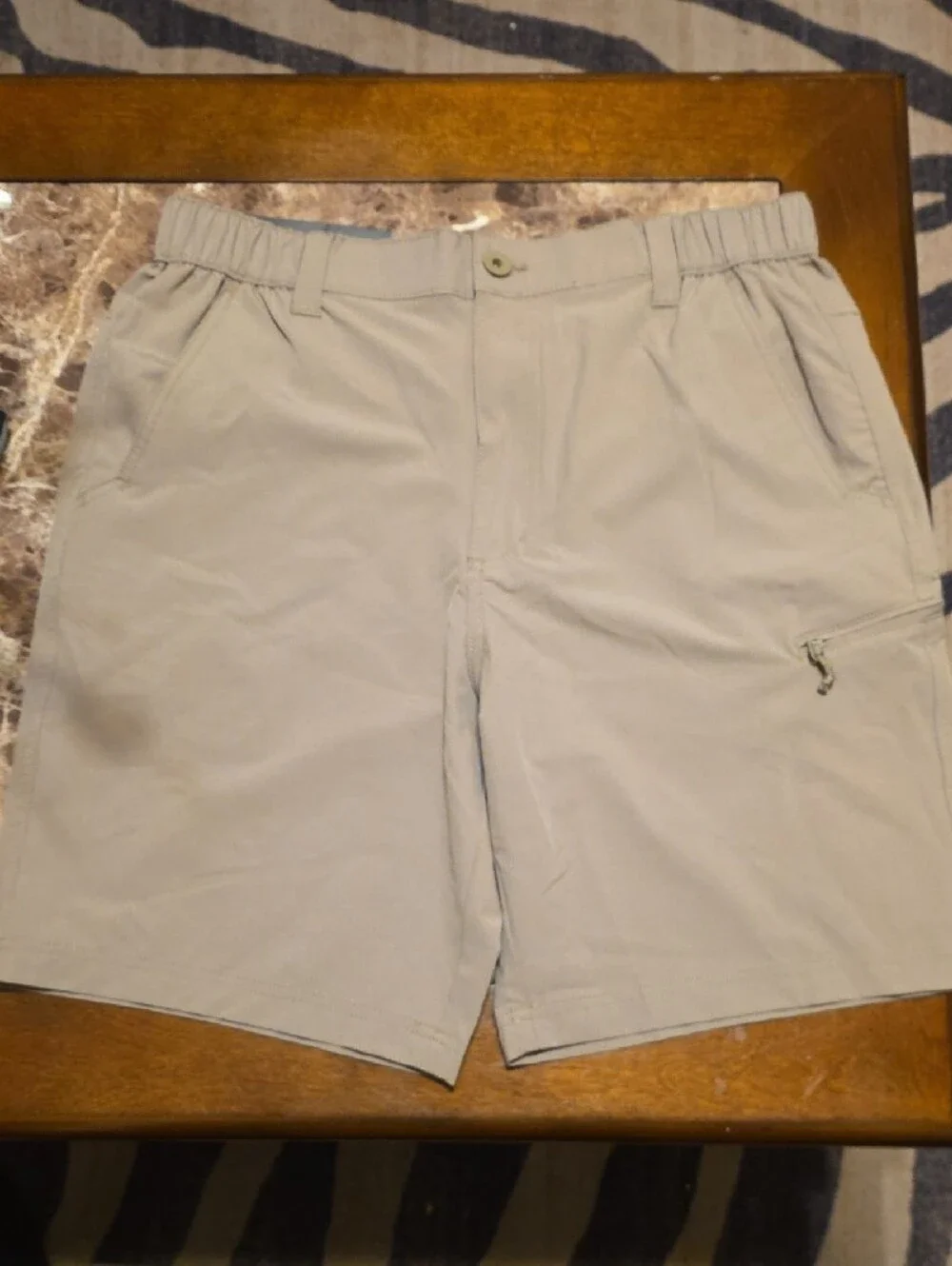 Weatherproof Men's Tan Tech Shorts with Zip Pocket